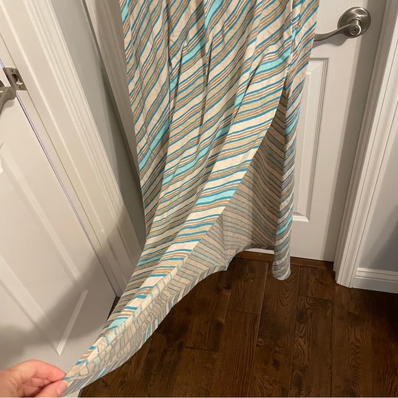 *DONATED* LOFT | Women’s Maxi Dress w/ Left Side Slit | Blue Tan Cream - Picture 8 of 10